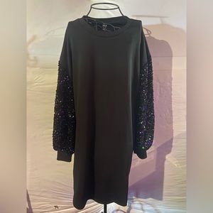 Black long sleeve dress with purple/blue sequin sleeves size large